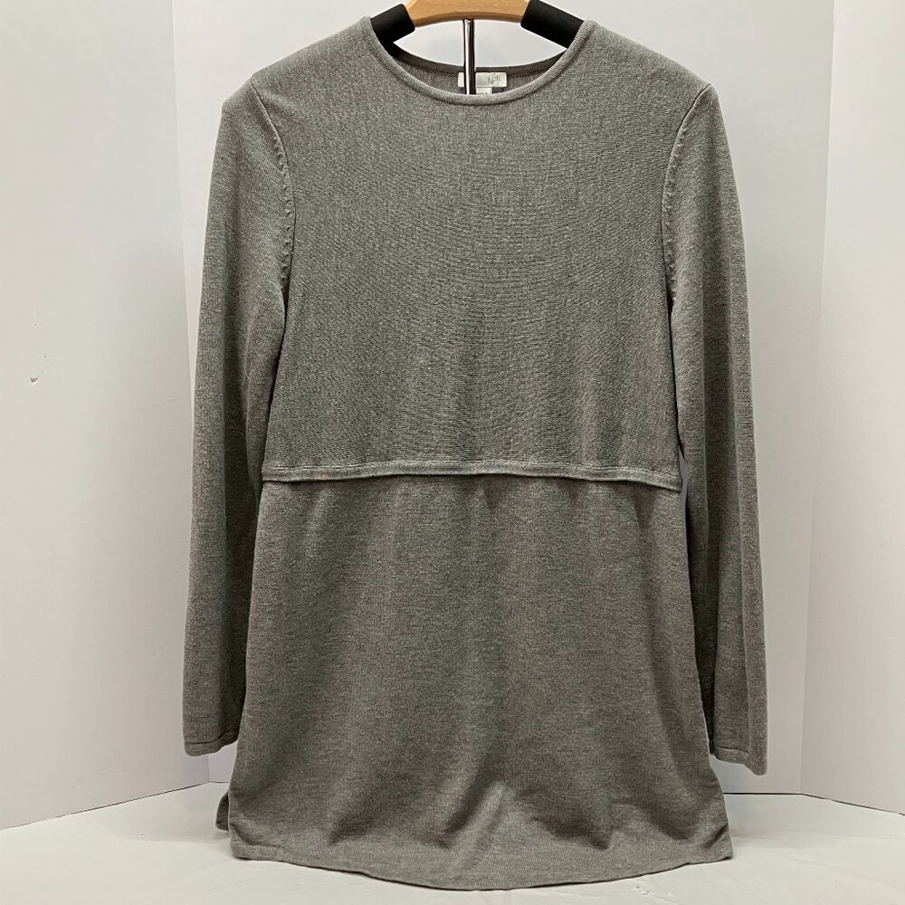 J. Jill Womens Gray Lightweight Long Sleeve Side Slit Peplum Wool Sweater Size S